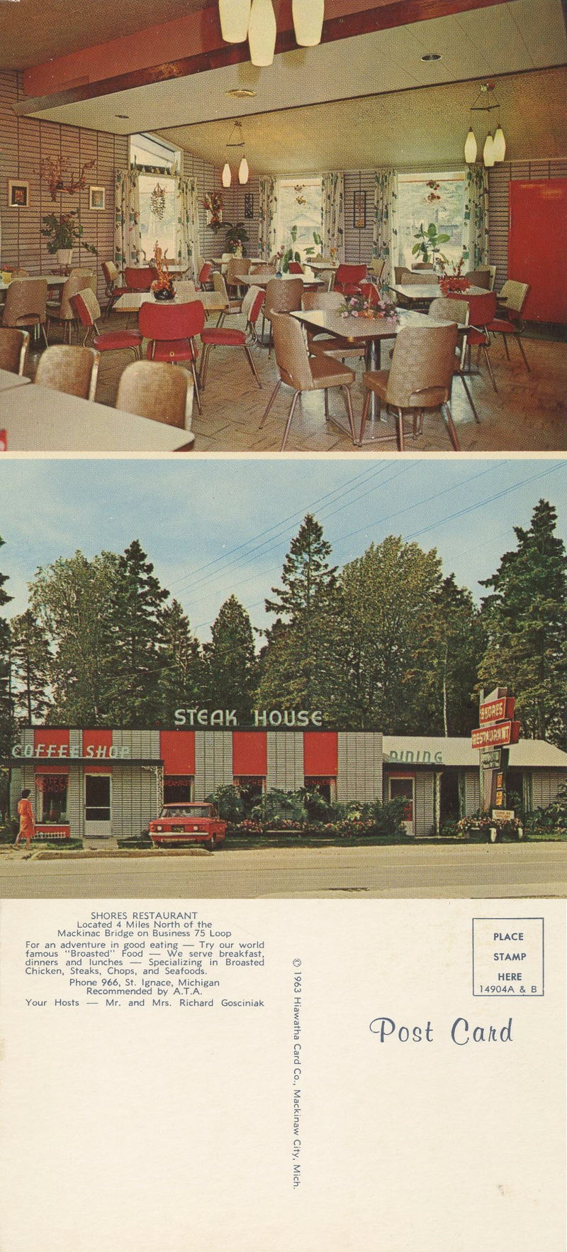 Shores Restaurant and Kabaret Lounge (The Embers) - Vintage Postcard